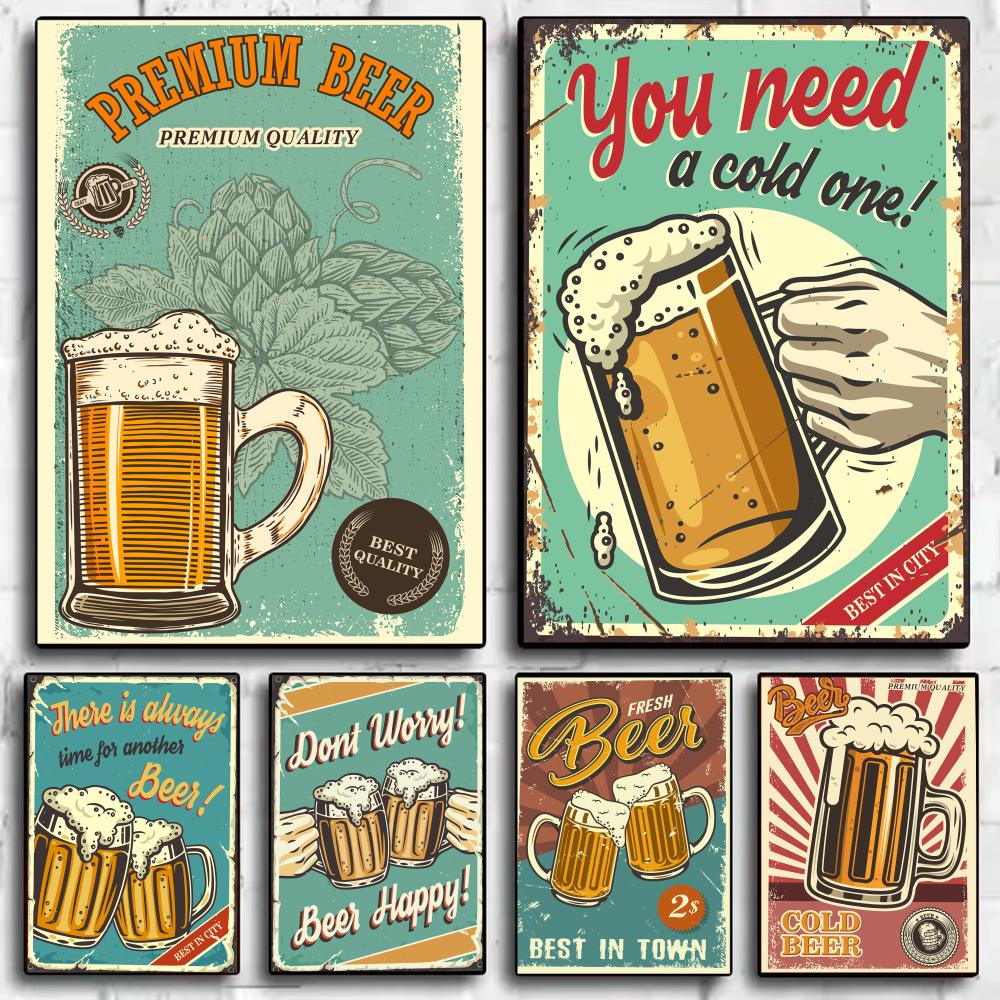 Wine Beer Photo - Bier Wijn Retro Stijl Schilderij Kalligrafie