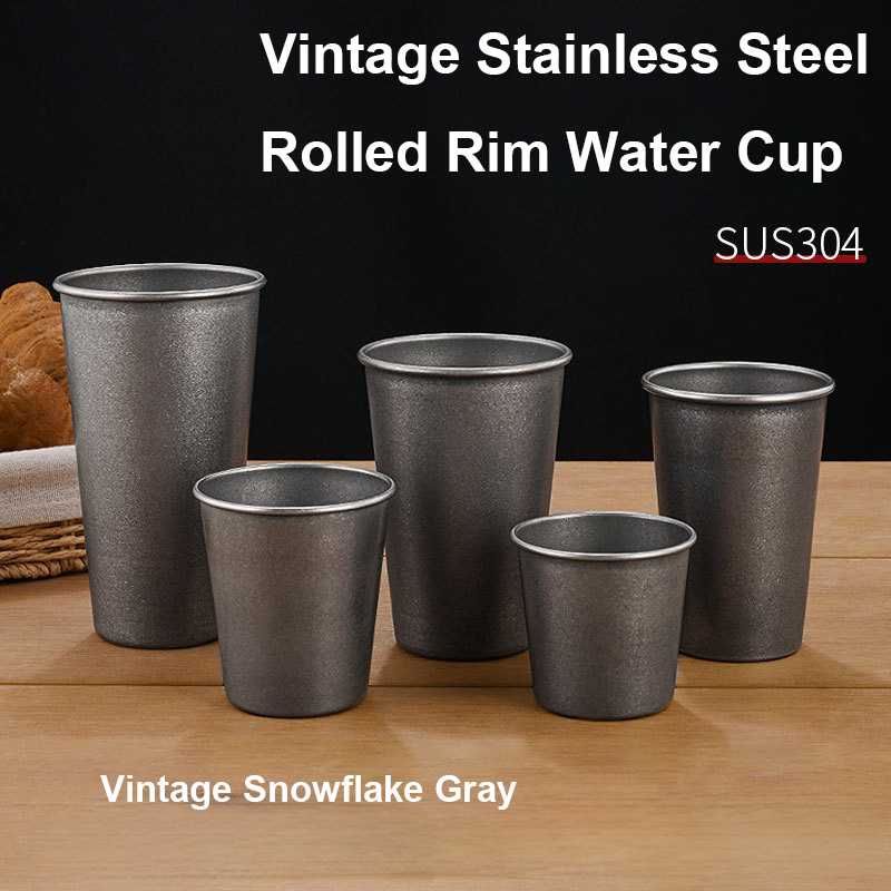 Wine Beer Coffee Drink - Retro zilveren roestvrijstalen drinkbekers, stapelbare tumblers