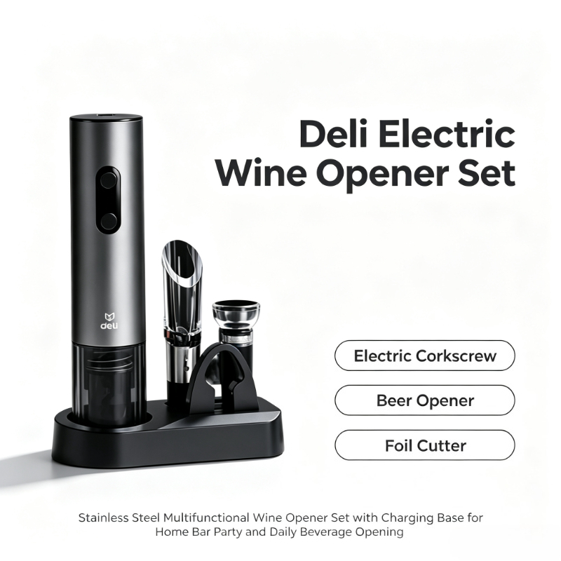 Wine Beer Deli - Deli Elektrische Kurkentrekkerset RVS Multifunctionele Wijnkurkentrekker